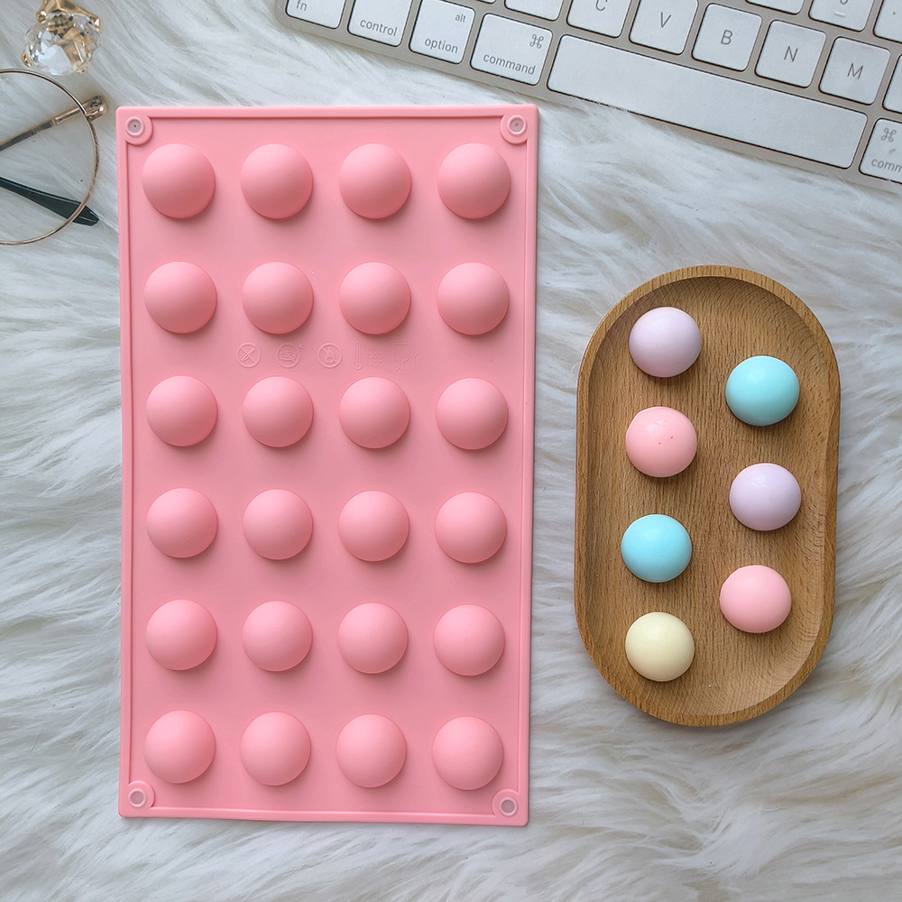 24 agujeros semicircular molde de pastel de silicona 3D esférico chocolate molde de dulces herramientas de horneado molde de hielo 437