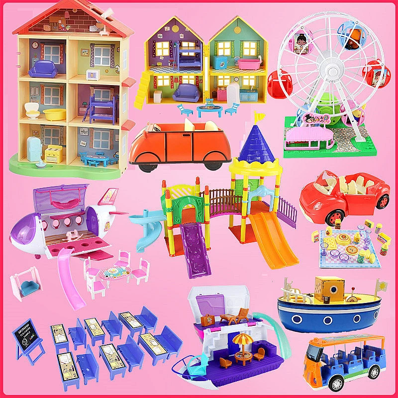 Игровой домик свинка игрушка детская вилла двухсторонняя комната спортивный автомобиль Райская страница пакет стол класс четырехпортовый школьный автобус