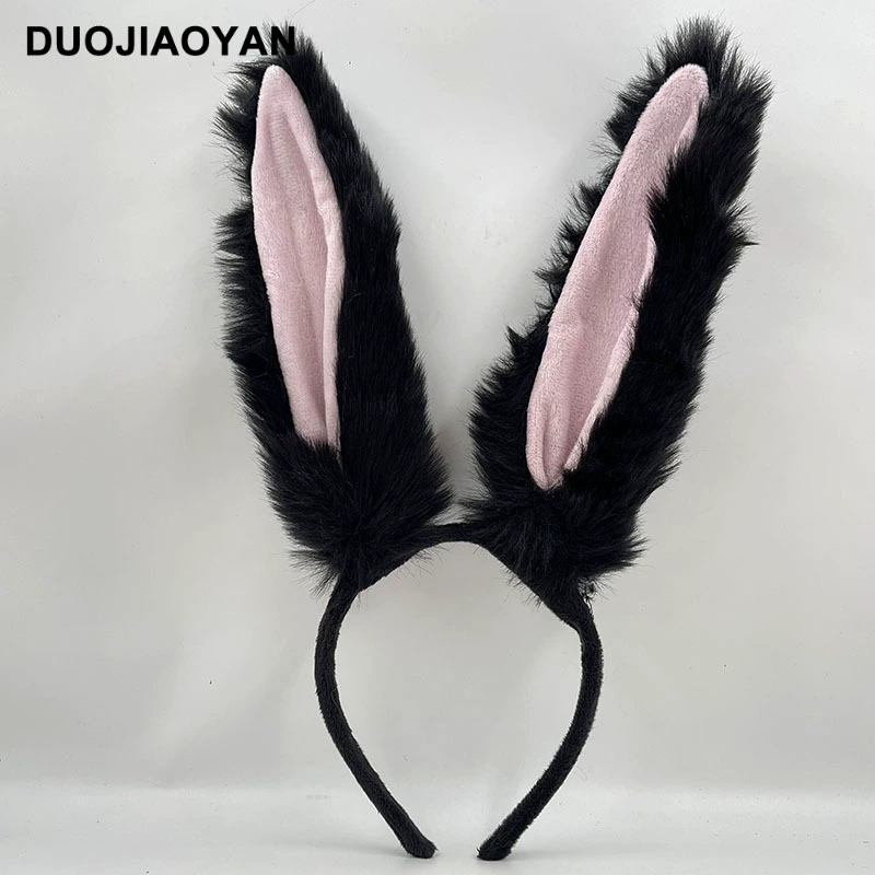 Headband Red Rabbit Lace Ears, Handmade Hair Accessory, High-Quality Graduation Party Style