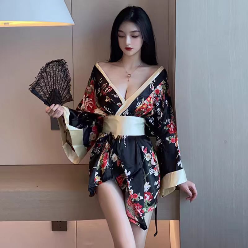 Sexy Lingerie, Showa Geisha Kimono, Temptation Deep V Dancer Private Room Sexy Sexy Nightgown, Japanese Style Style Pajamas