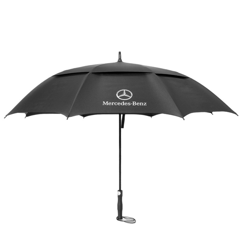 Paraguas de golf transpirable de 30 pulgadas Mercedes-Benz BMW tienda de 4S paraguas de negocios de doble capa a prueba de viento coche publicidad de negocios paraguas recto