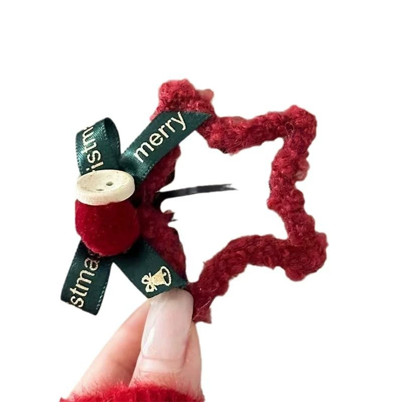 Red hairgrip, bangs with bow, hair accessory