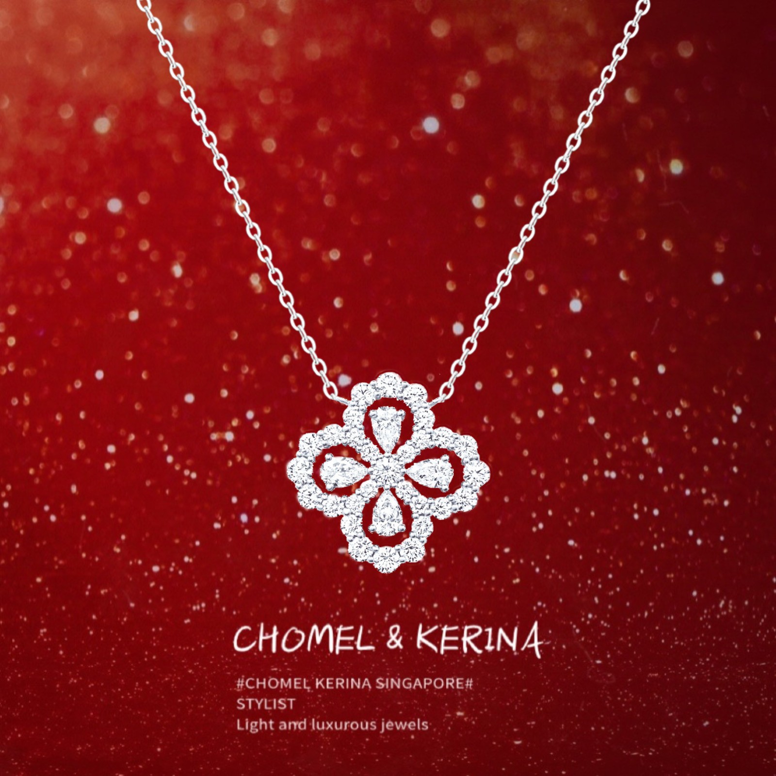 “full diamond lucky four-leaf clover” necklace