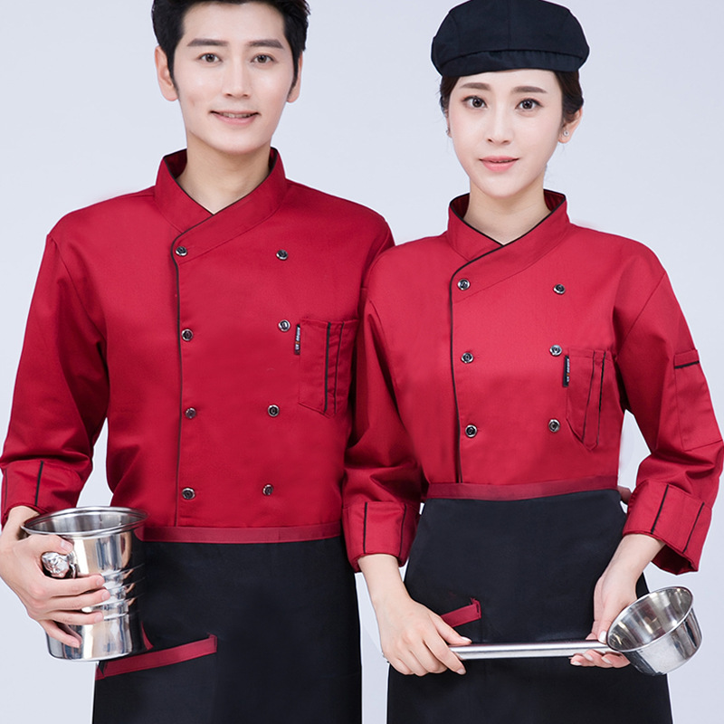 Ropa de chef, ropa de otoño e invierno de manga larga, hombres y mujeres, cocina, pastelería, pastelería, ropa de trabajo, tienda de postres, panadería
