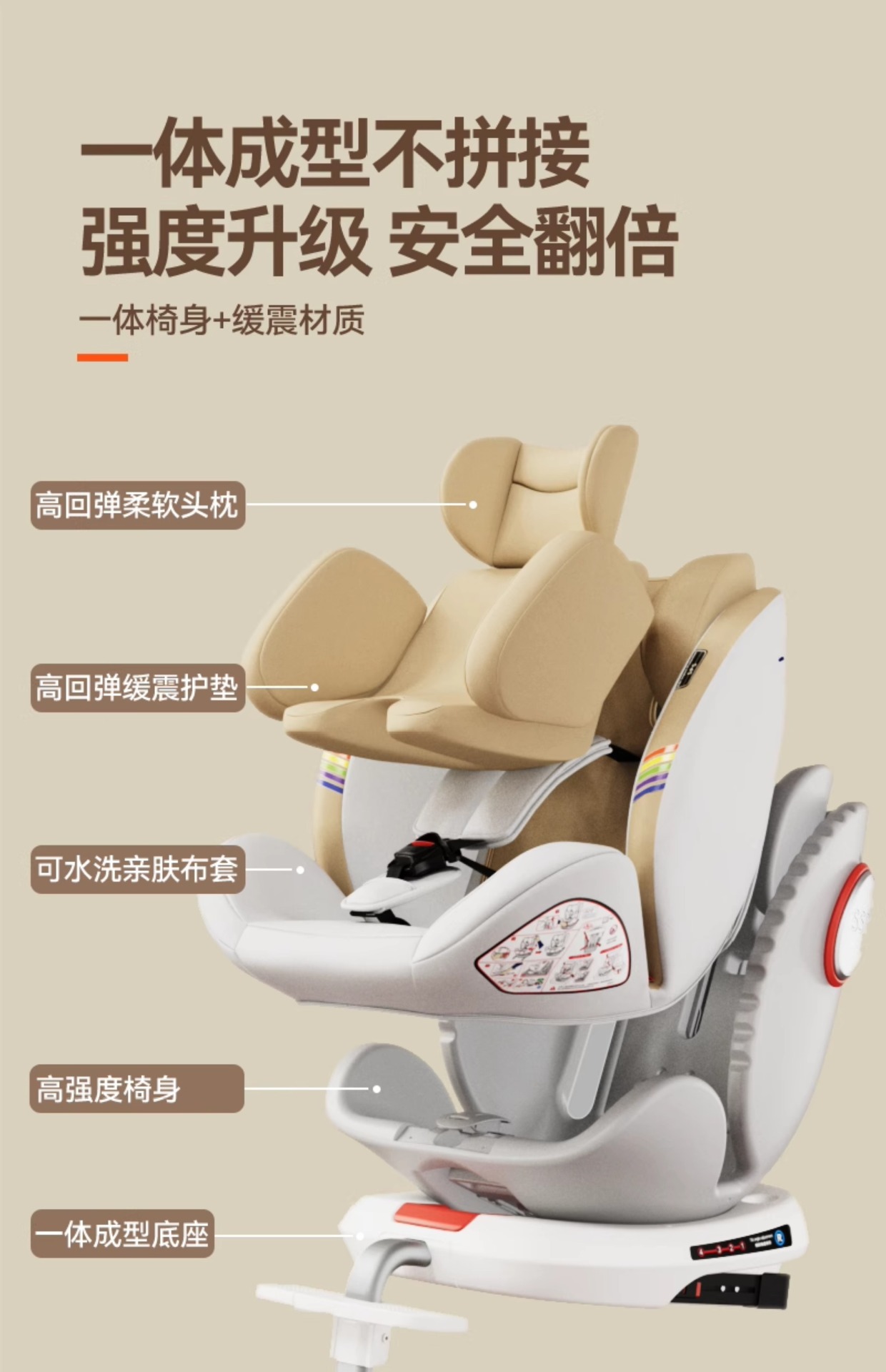 Suitable for Infants and Children Safety Seats for Cars, Baby Car-Mounted 360-Degree Rotating Seats for 0-4 Years Old