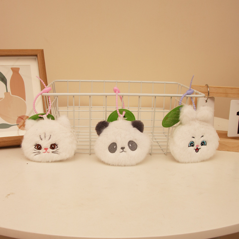 Lindo bolso de cabeza de animal juguete de peluche Panda Pikachu monedero colgante joyería pequeña muñeca viaje conmemorativo