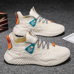 Spring Breathable Flyknit Sports Dad Men's Shoes Spring and Autumn Versatile Men's Deodorant Mesh Casual Running Coconut Trendy Shoes