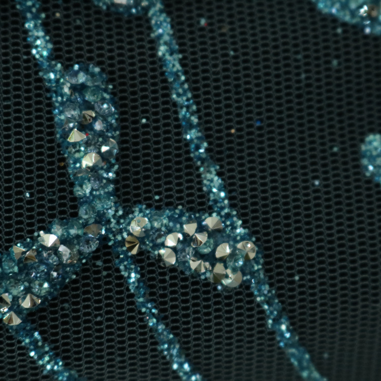 2024 nuevo gaza de malla primavera y verano punto gaza de malla encaje rociado oro diamante vestido de boda tela