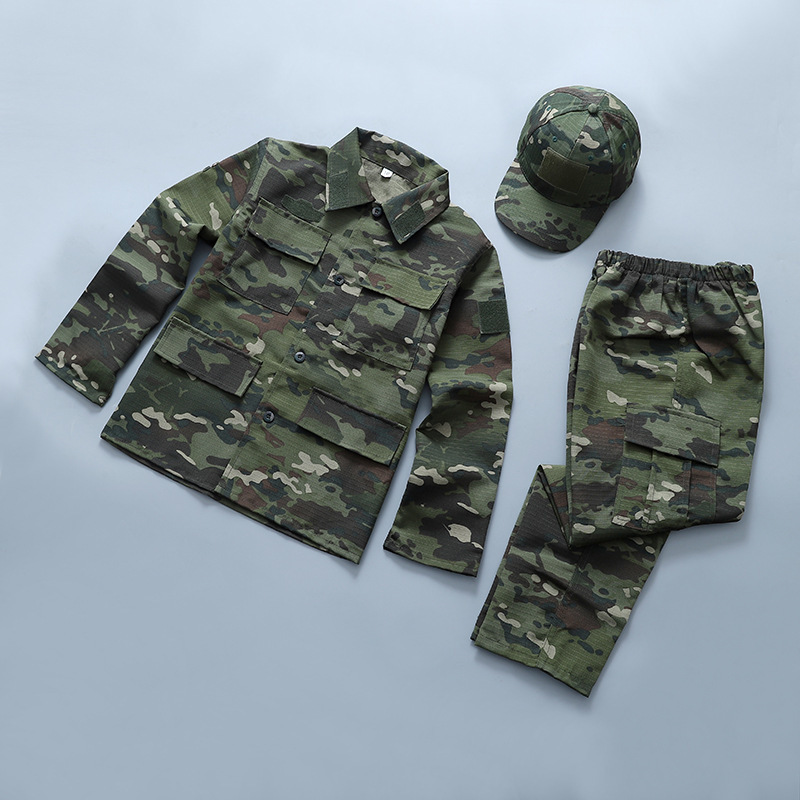 儿童夏季迷彩短袖短裤体能训练服速干鸟眼T桖夏令营儿童迷彩套E18