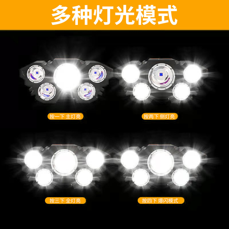 クロスボーダー LED 5 ヘッドライト、強力なヘッドライト、屋外ヘッドマウント作業用マイナーズランプ、超長バッテリー寿命、夜釣り用小型ヘッドライト|undefined