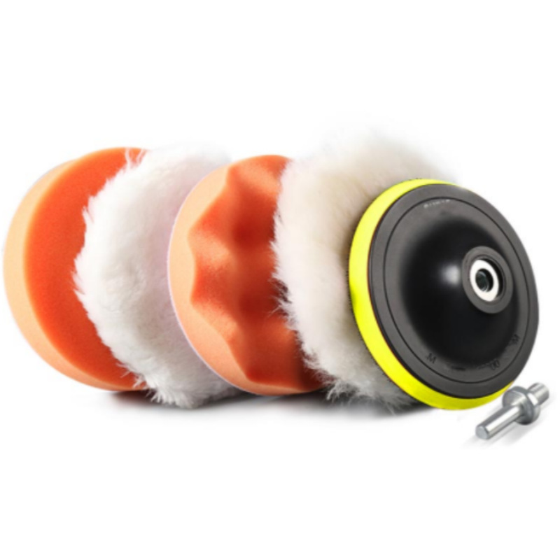 Suministro Transfronterizo de Kit de Pulido y Encerado para Autos, 6 Piezas, Rueda de Esponja Autoadhesiva, Kit de Rueda de Imitación de Lana, Descuento por Volumen