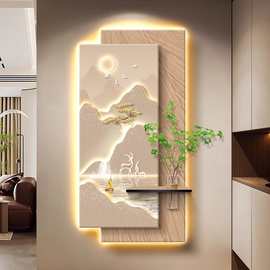 现代轻奢玄关装饰画入户高级感水培绿植挂画新款正对门走廊墙壁画