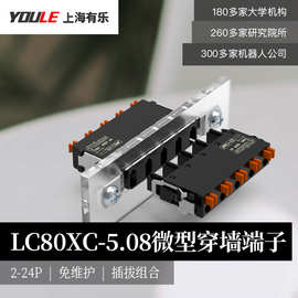 公母对插接线端子排5.08插拔式弹簧穿墙端子排LC8XM+LC80XC连接器