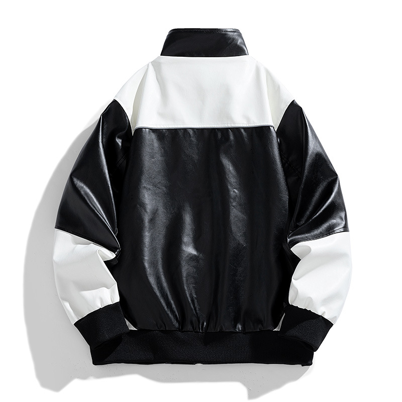 Chaqueta americana de cuero PU hombre chaqueta de hombre primavera y otoño nuevo cuello vertical chaqueta de motocicleta de tendencia universal chaqueta