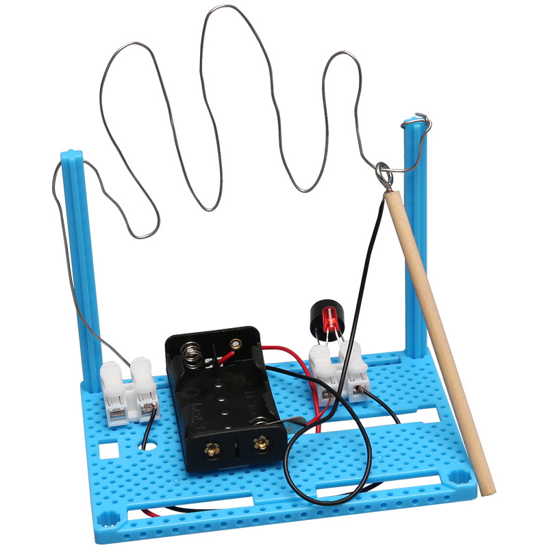 Laberinto de alambre experimento científico cruzando la línea de fuego enseñanza juguetes estudiantes de escuela primaria hecho a mano DIY tecnología pequeño paquete de material de producción