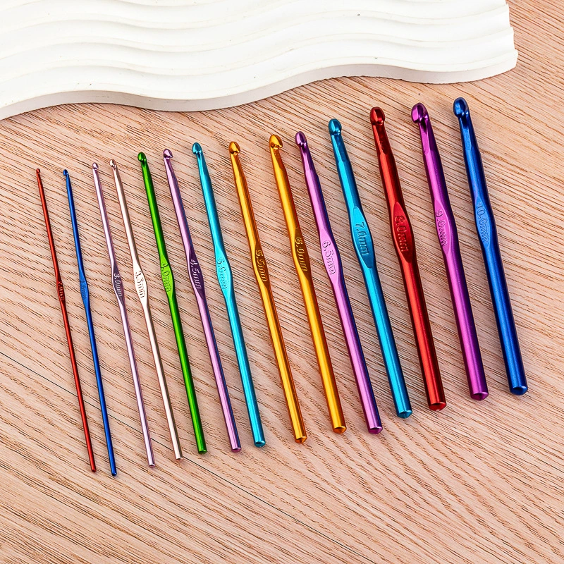 Красочные крючки для вязания крючком из алюминиевого сплава, набор для вязания крючком с несколькими спецификациями, алюминиевая пряжа для вязания крючком с одной головкой, инструмент для вязания, иглы для свитера