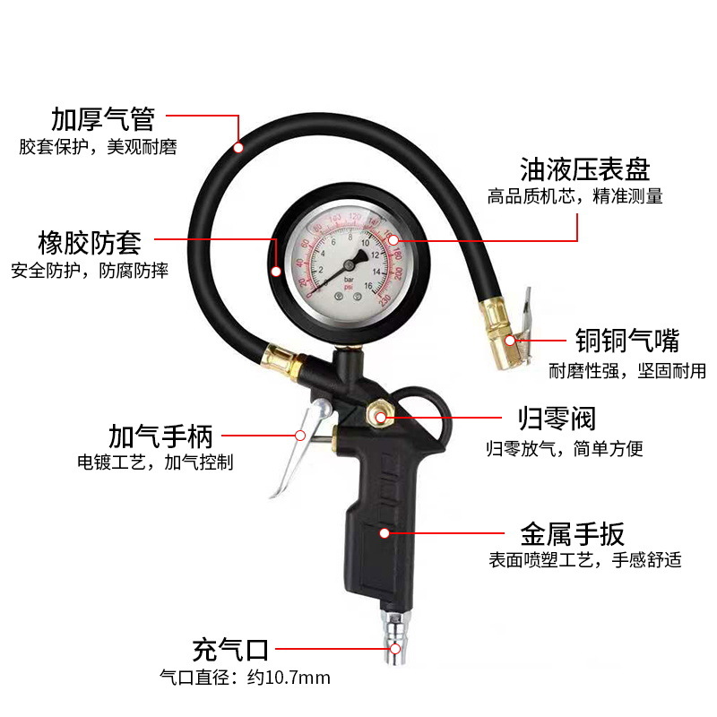 Medidor de presión de neumáticos Medidor de presión de neumáticos Monitor de presión de neumáticos de coche de alta precisión Pantalla digital Pistola de presión de neumáticos