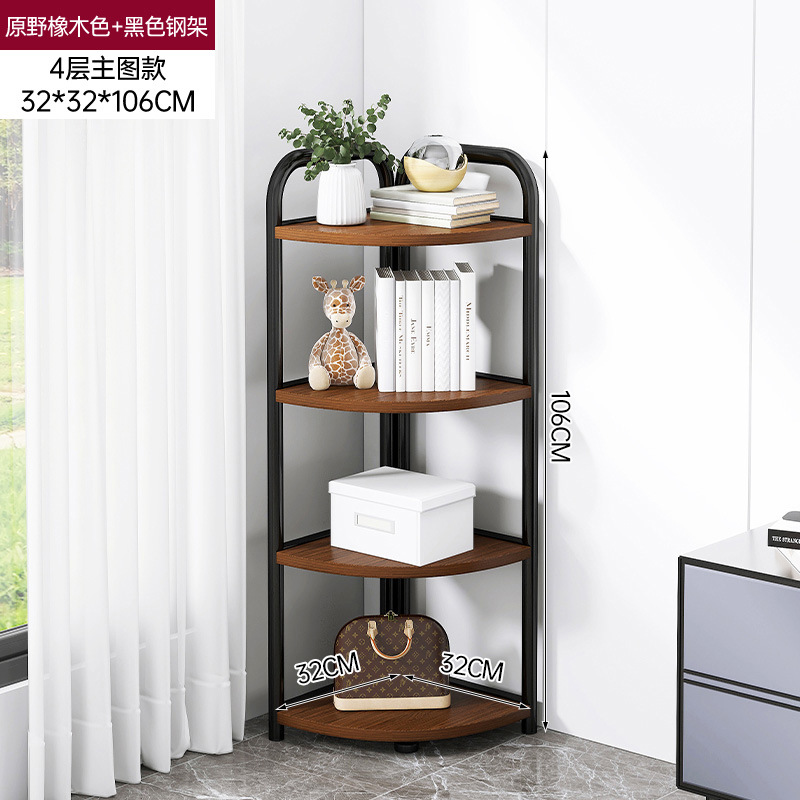 Estantería piso hogar sala de estar simple estante de almacenamiento esquina estantería integrada pared multi-capa Esquina de almacenamiento de hierro rack