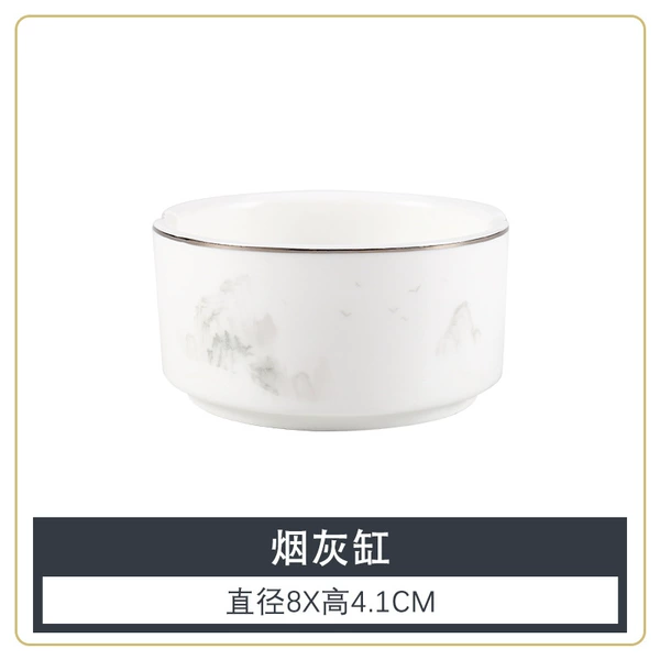 【Strong Bone Porcelain-Silver Border】Wanfengling Ashtray
