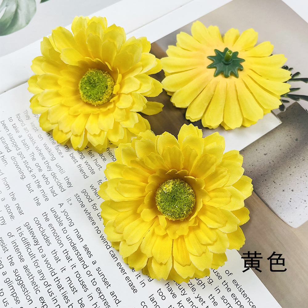 Simulación de la cabeza de gerbera Fulang crisântemo flores falsas DIY tocado material de pinza de flores de fotografía en el hogar adornos florales