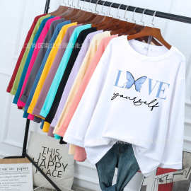 2022秋冬女长袖T恤长袖女上衣 外贸地摊批发Women's long T-shirt