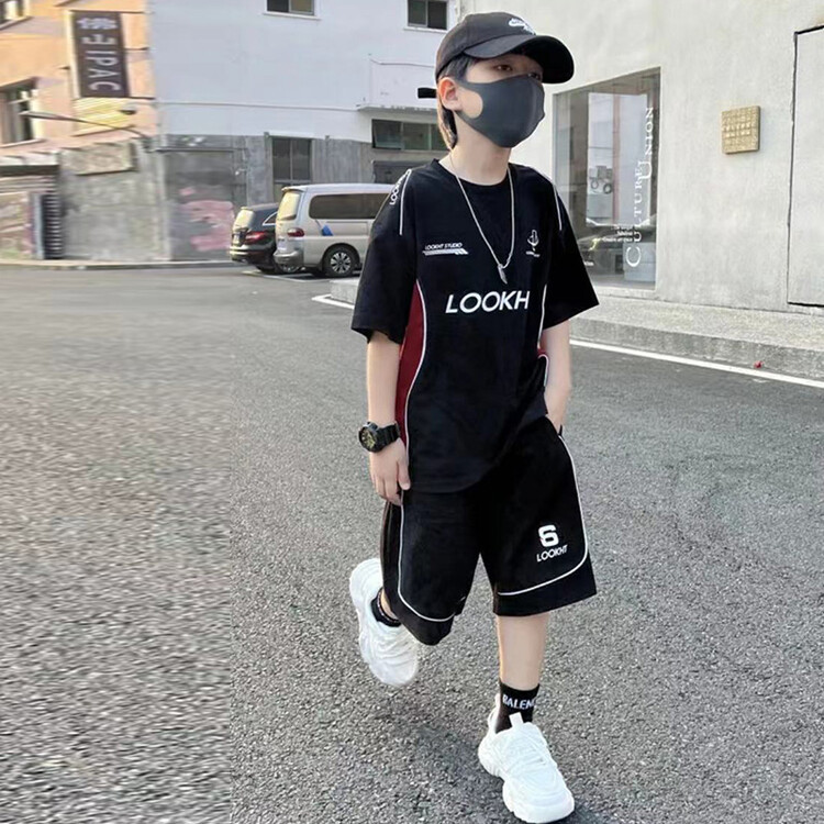 Boys' Sports 2023 Summer New Chinese Korean Edition Western Style Casual Short sleeved Shorts Two Piece Set Trendy and_voghion.com