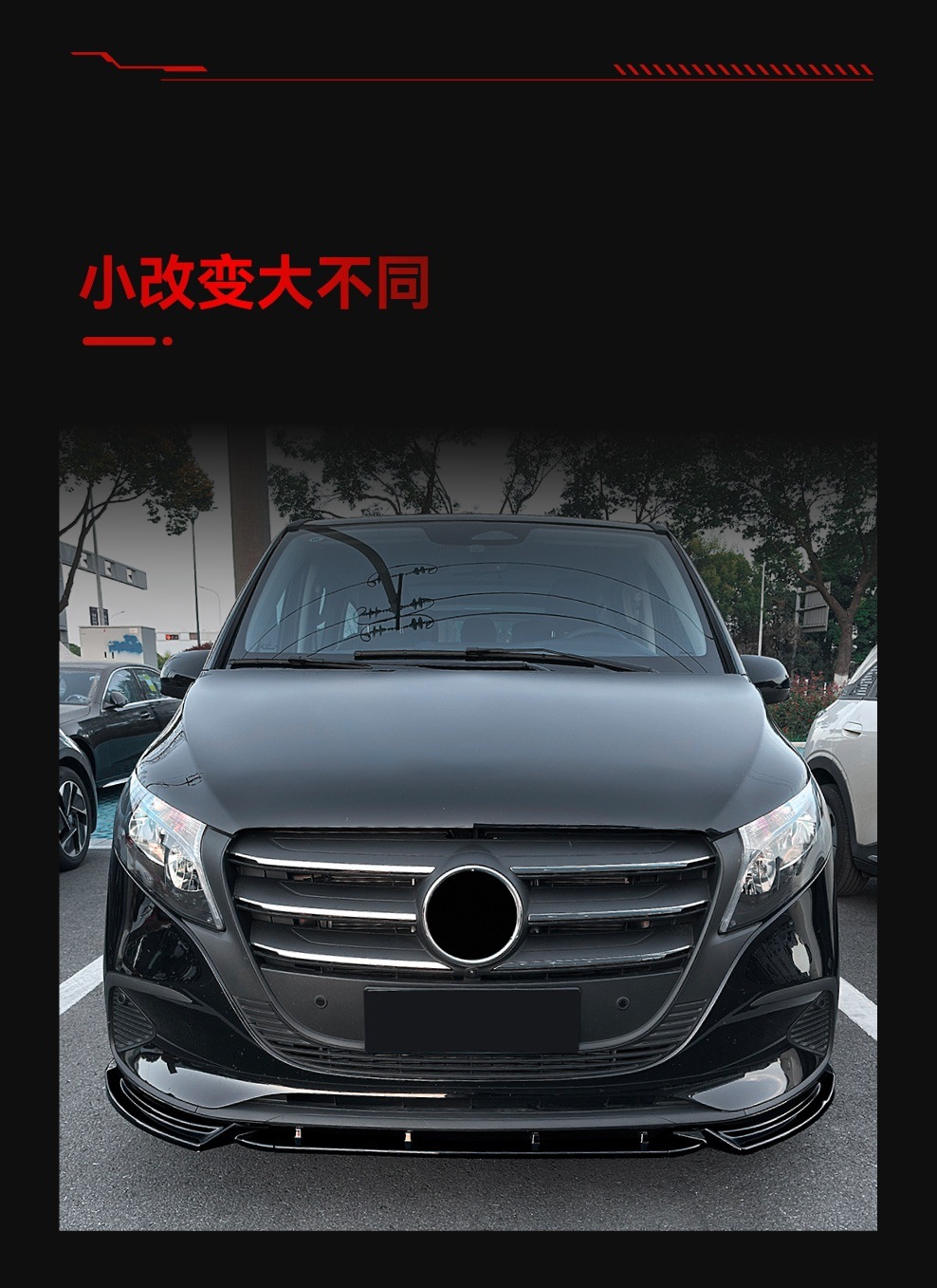 Applicable to 2024+ Mercedes-Benz V-Class Vito W447 Dedicated Front Lip and Front Spoiler Exterior Modification Parts