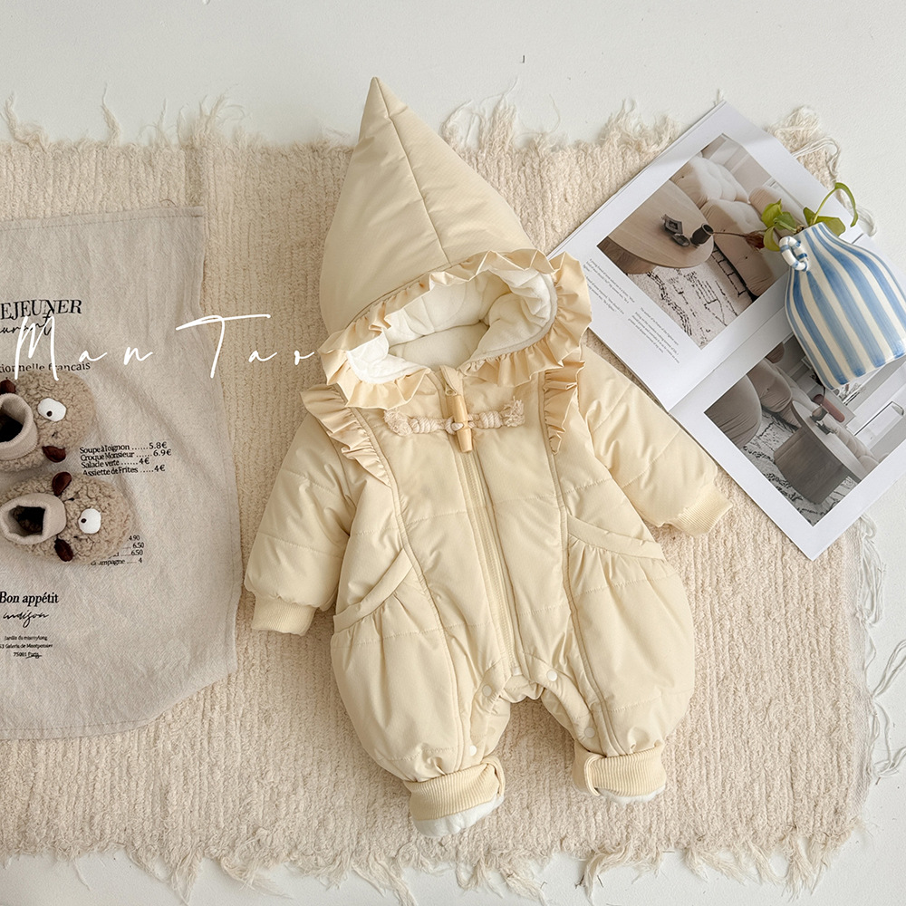 Ropa de invierno para recién nacidos más mono acolchado de terciopelo, chaqueta de algodón cálida gruesa para bebé