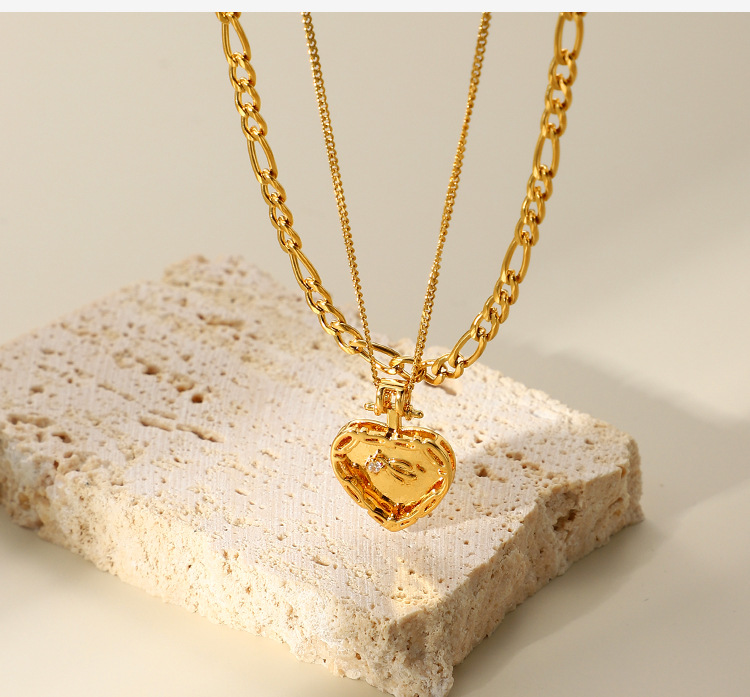 Fashion Heart Shape Titanium Steel Plating Layered Necklaces Colorza_colorza_1