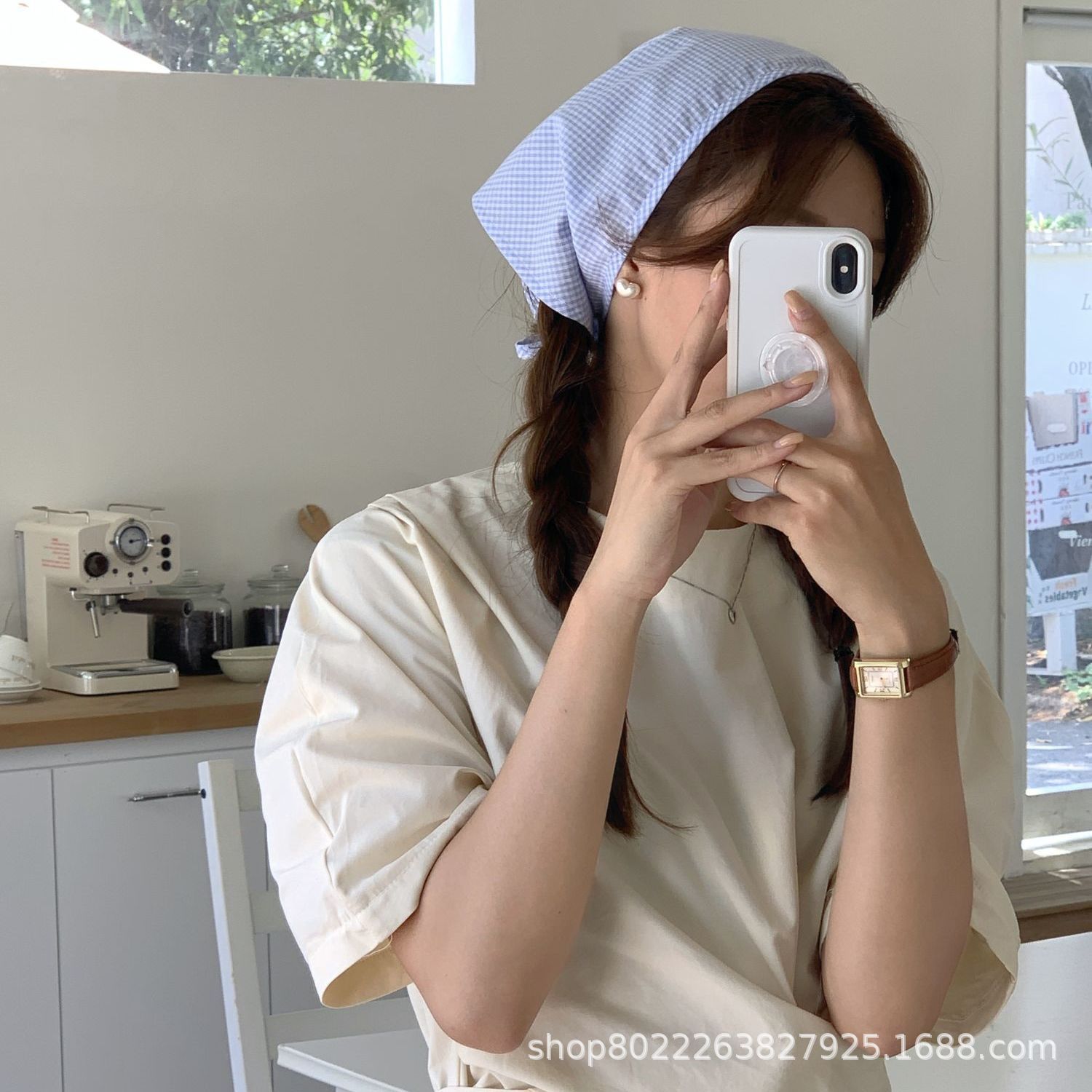 2206# 블루 체크 무늬