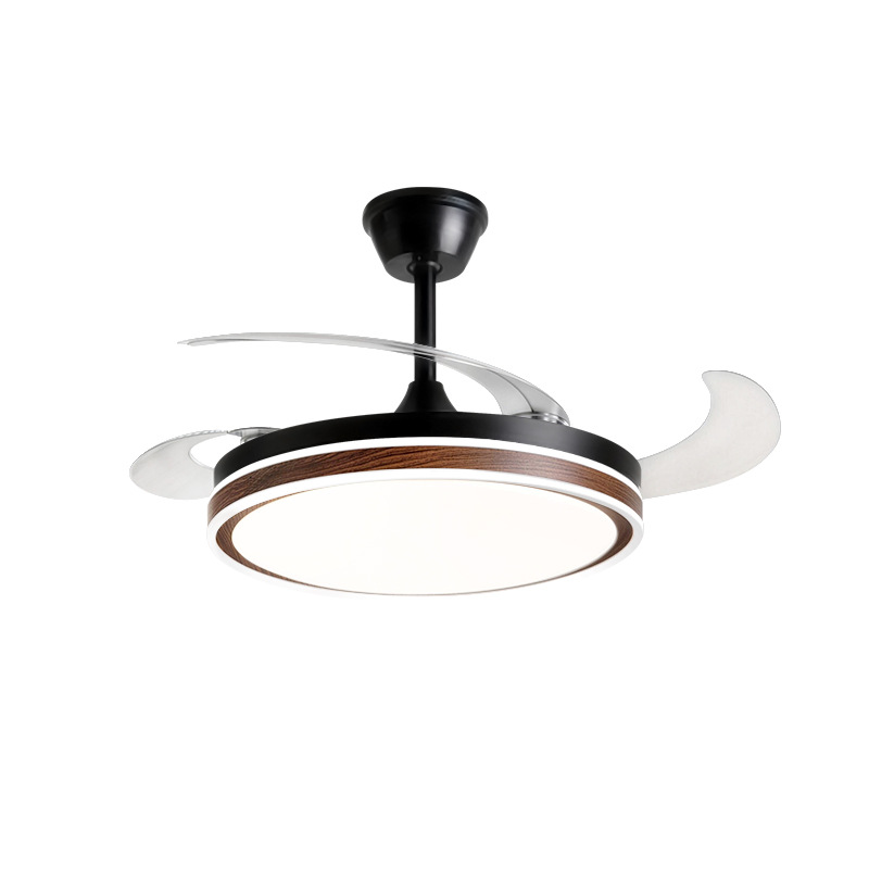 Luz de ventilador invisible color nuez silencioso dormitorio sala de estar luz principal de estilo antiguo todo el espectro protector de ojos luz de ventilador de techo de frecuencia variable