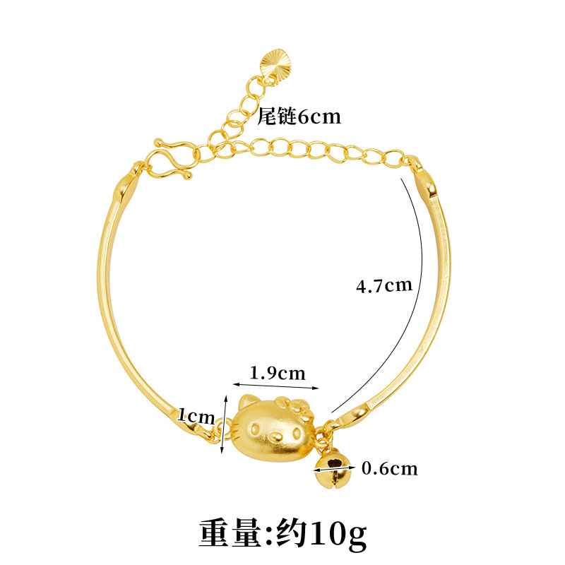 Brazalete de oro de arena vietnamita retro brillante TK gatos brazalete ligero lujoso versátil no se desvanece joyas al por mayor