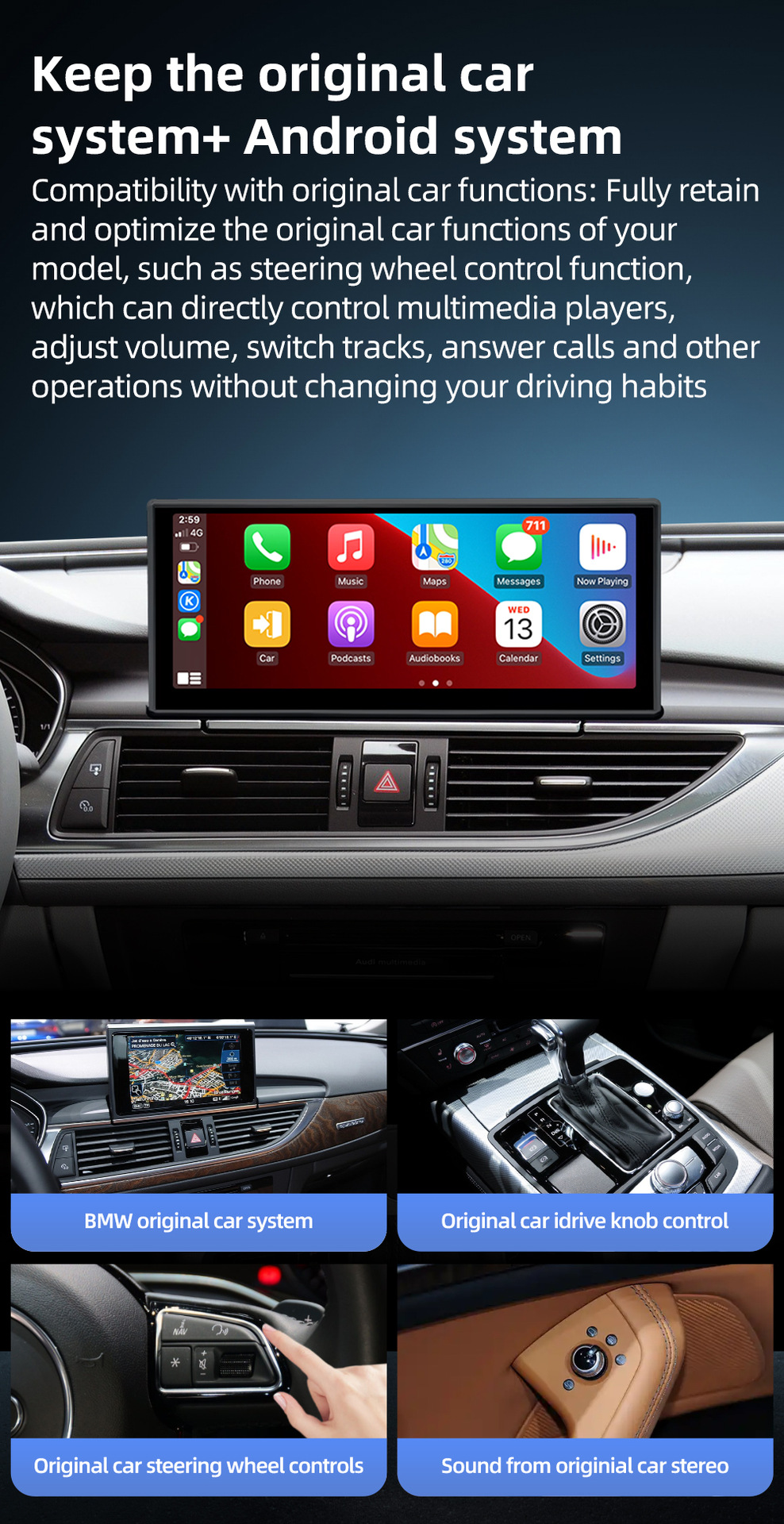Navigation center console large screen suitable for Audi A6 A7 C7 S6 S7 4G 2012-2018 car Android system