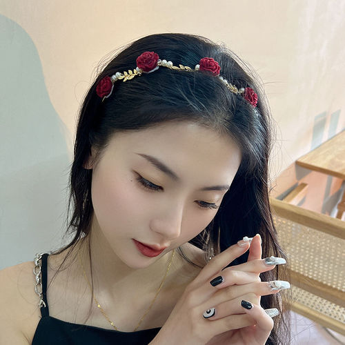 Rose Pearl Hair Clip Summer French Retro High-End Hair Accessory Unique Design Compress Hair High Crown Top Korean Style