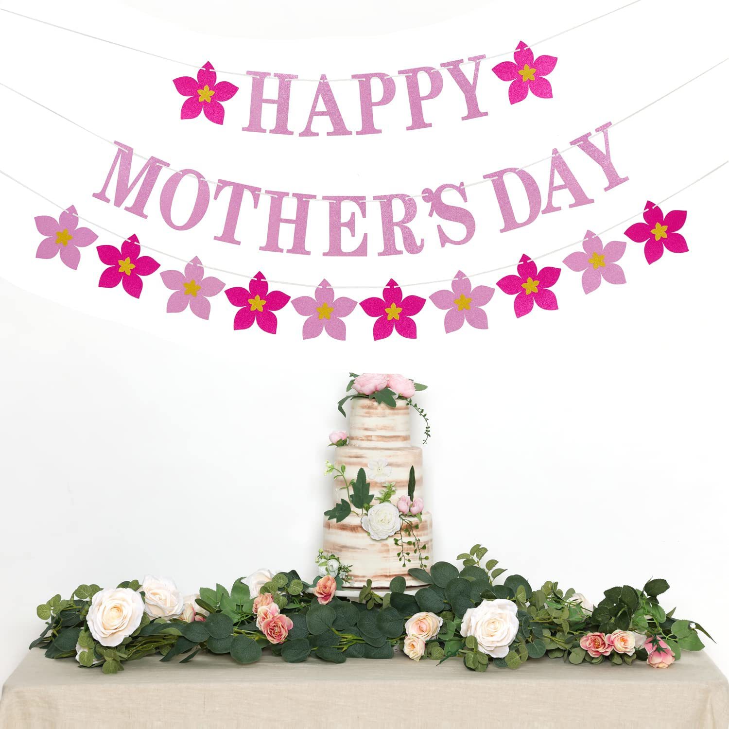 Feliz Día de la madre banner traje transfronterizo brillo polvo Garland decoración fiesta Fondo banner pull bandera