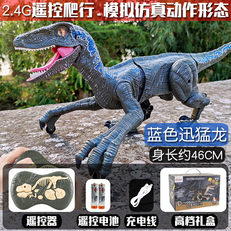 跨境遥控恐龙玩具电动2.4G无线遥控仿真模型迅猛龙儿童5男孩6礼物