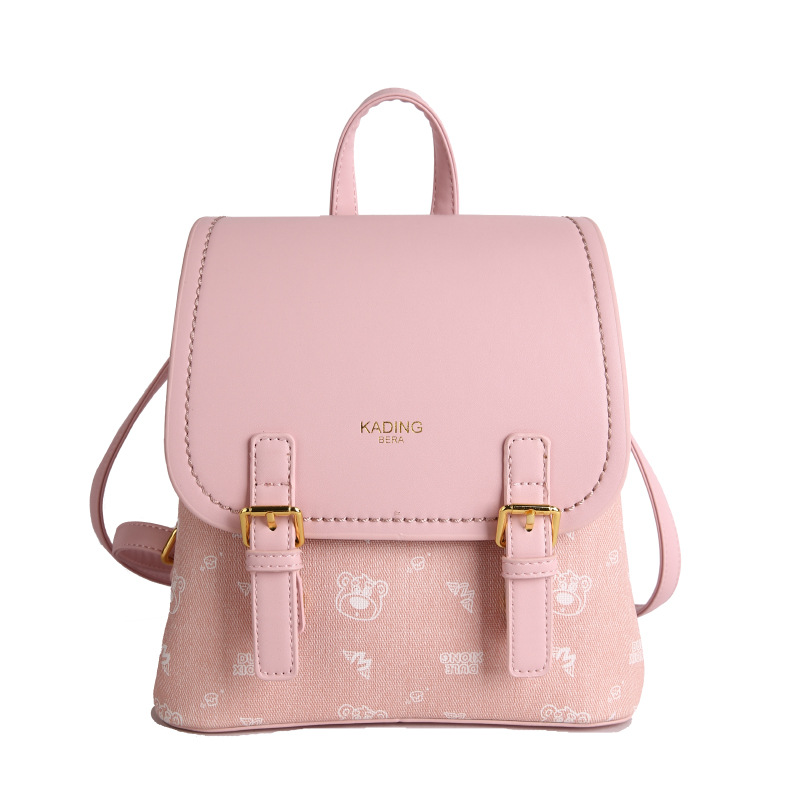 2026 nueva mochila de mujer transfronteriza caricatura impresión oso niña mochila de estilo universitario extranjero mochila de estudiantes
