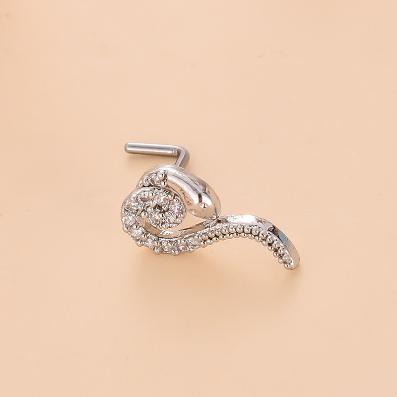 Simple Style Heart Shape Stainless Steel Plating Zircon Nose Studs 1 Piece display picture 18