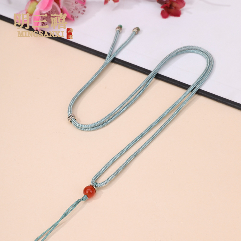 Add red agate beads autumn fragrance green rope