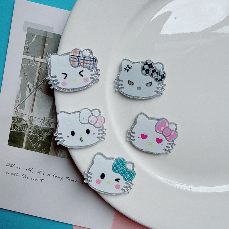表情包亚克力细闪kitty猫diy饰品配件发夹鞋花手机壳贴片材料批发|undefined
