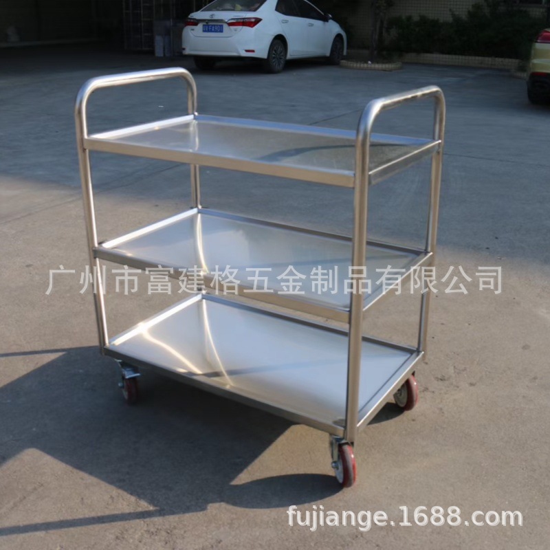 工程款食品级不锈钢手推车学校实验室仓库工厂通用手拉车酒店饭堂