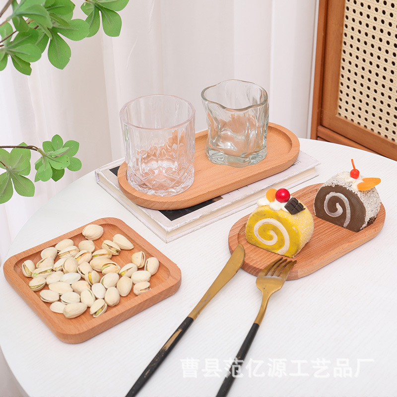 Bandeja de madera maciza estilo japonés, plato rectangular de almacenamiento, plato creativo para frutas, plato de madera de haya para desayuno, bandeja de madera para aperitivos.
