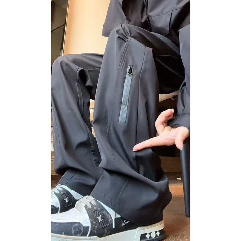 Men's Trendy Outdoor Hiking Pants for Autumn and Winter, Thick, Loose-Fitting, Versatile, Quick-Drying, Fleece-Lined Sports Pants