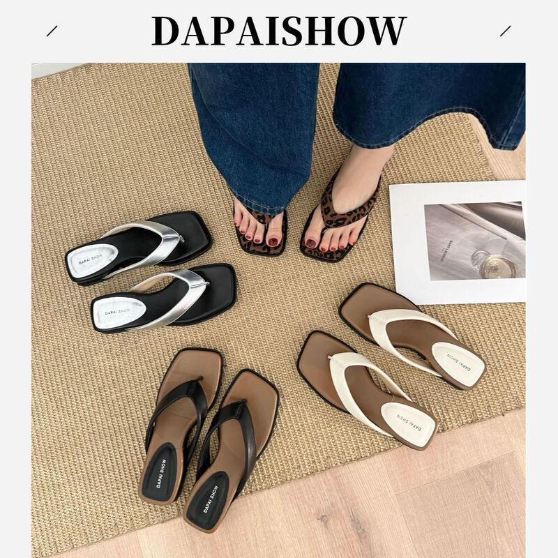 2025 Summer New 3.5cm Roman Sandals Women's Thick-soled Flip-flops Beach Wedge Sandals Women