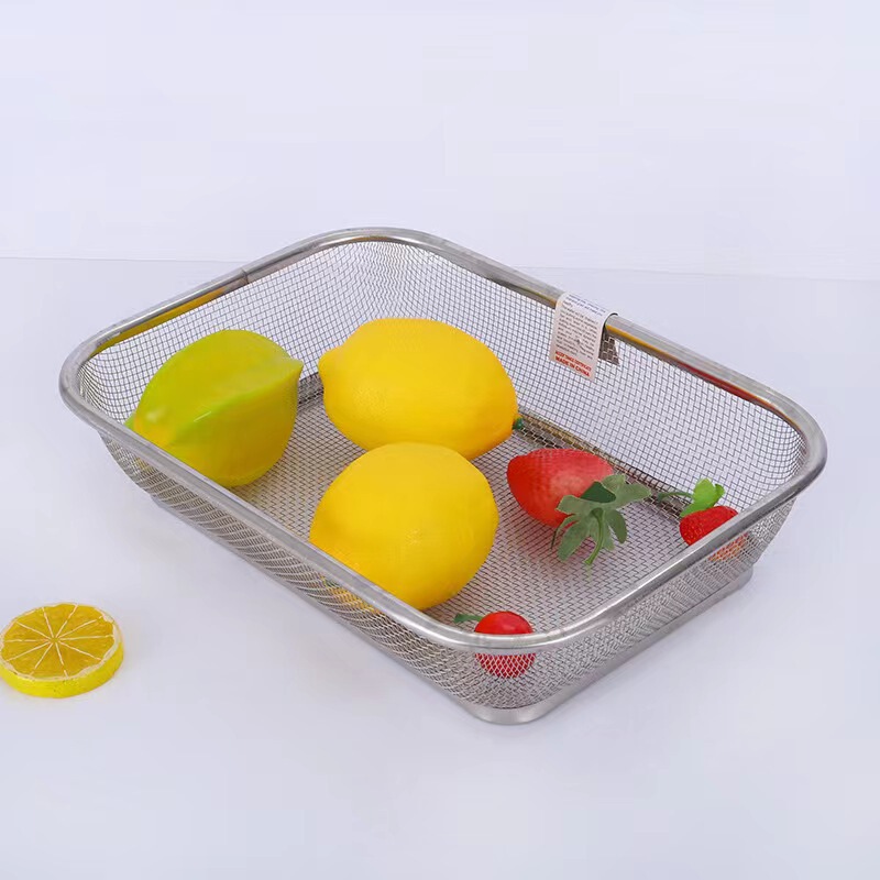新商品の長方形のステンレス野菜と果物のかごの台所用品の水切りかごの穴の密網の収納かご|undefined