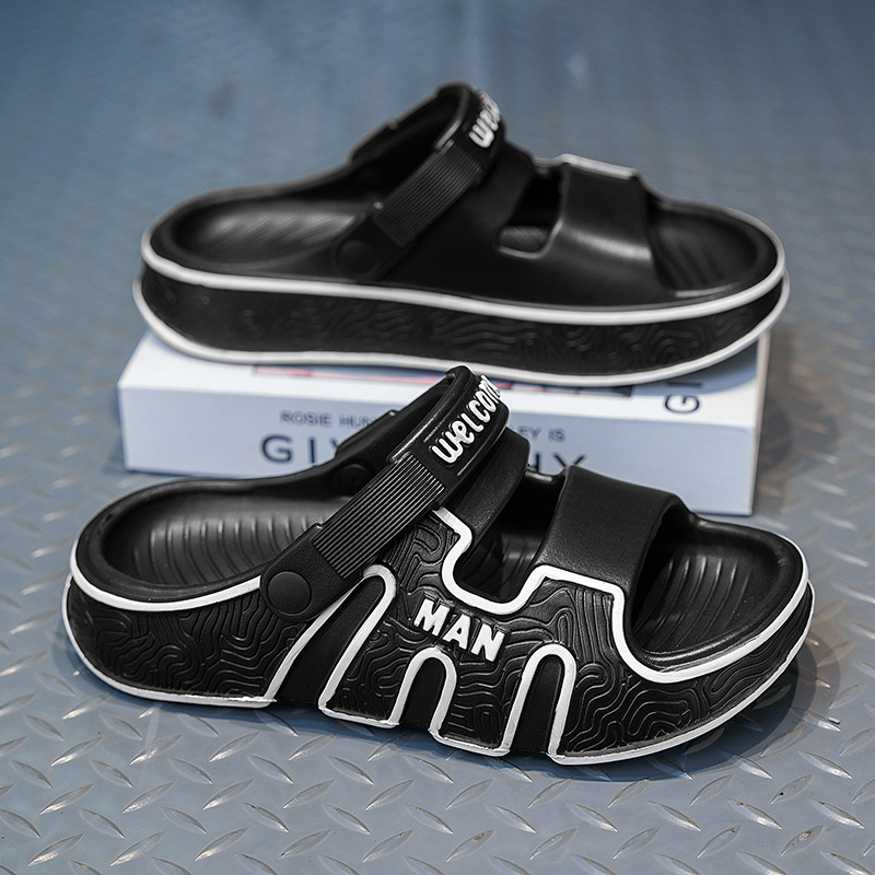 Zapatillas de hombre de verano nuevo estilo de arena para usar fuera de la mierda sensación de fondo suave baño doméstico anti-deslizante trapos fríos hombres al por mayor