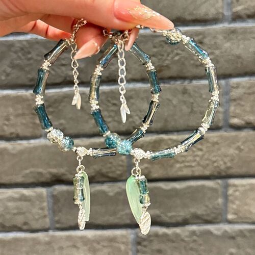Ancient-style Qingling Bamboo Calculation Leaf Praying Bracelet, Fresh and Minimalist Bamboo Joint Pendant Abacus, Retro Wealth Attracting Friend's Bracelet Gift