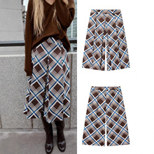 za外贸跨境爆款欧美风女装百搭夏季时尚格子长款休闲短裤