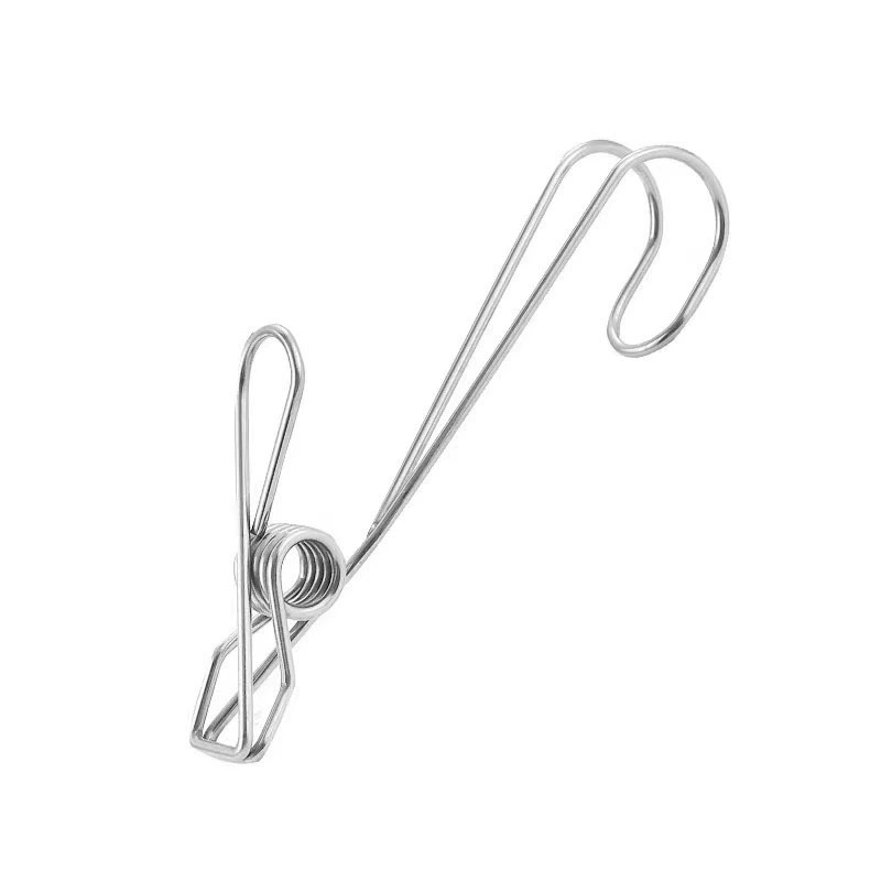 Удлиненная зажимная зацепка из нержавеющей стали со spring-wire клип для сушки одежды, зажим для носков, удобная информационная документация с крючком
