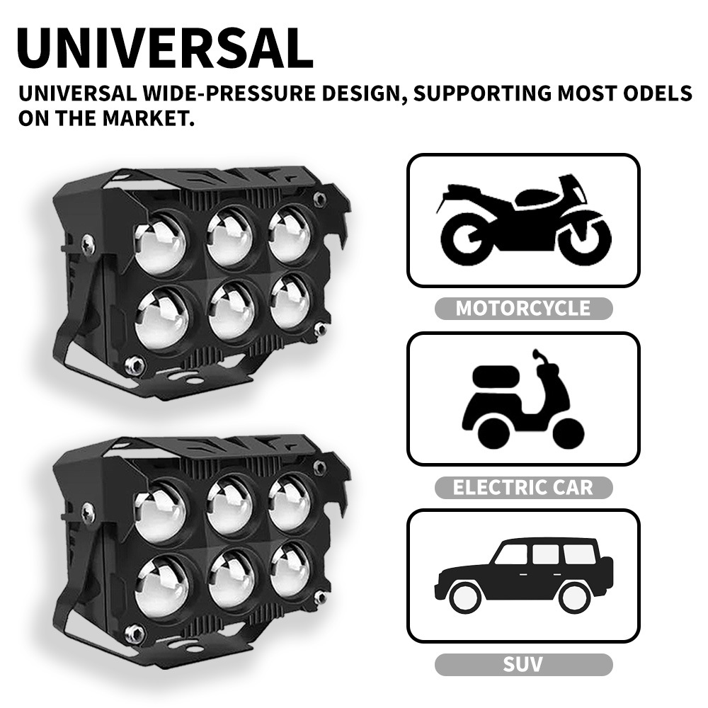 Transfronterizo de alta potencia lente de alta brillantez motocicleta foco LED vehículo eléctrico auxiliar luz de batería coche luz de alta brillantez